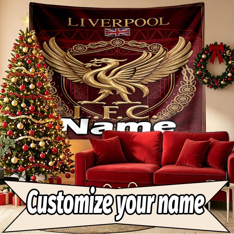 Custom Name Personalized Liverpool Football Club Print Tapestry, Wall Art Decor, Bedroom, Dorm, Apartment, LivingRoom, Party Backdrop, Gift for Birthd
