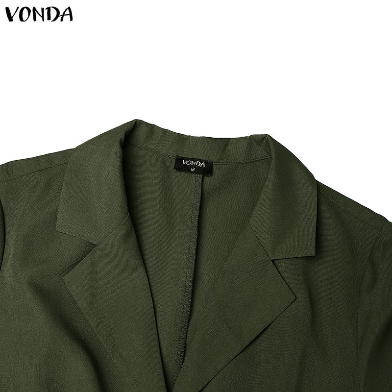 VONDA Женское повседневное платье-рубашка миди А-силуэта с отложным воротником, на пуговицах, с коротким рукавом, офисный стиль