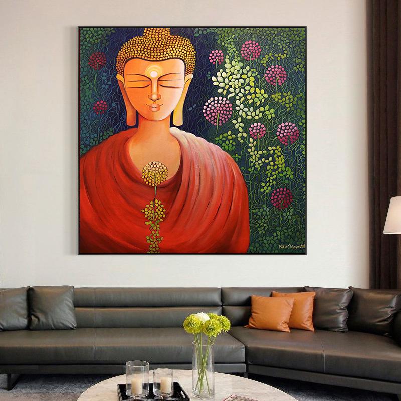 Абстрактная настенная живопись Будды Шакьямуни, религиозный буддизм, холст, живопись, индуистские художественные постеры и принты для гостиной, домашний декор