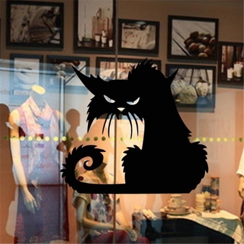 Cute Removable 3D Cats Sticker Black Cats Wall Stickers Window Sticker Halloween Decorations