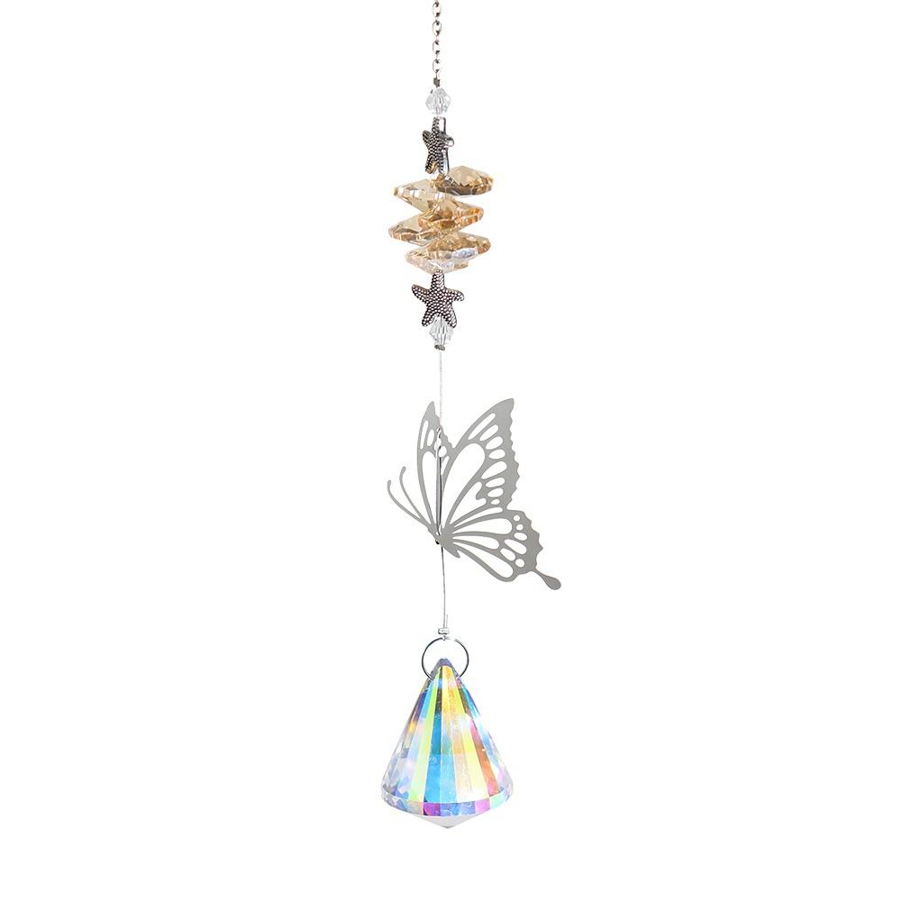 Crystal Windchimes Sun Catcher Silver Butterfly Hanging Pendant Jewelry Rainbow Chase Home Garden Window Curtain Wedding Decora