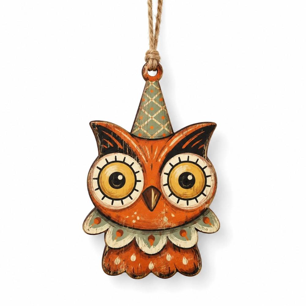 Trick or Treat Wooden Black Cat Ornament Owls Bat Hanging Decoration Holiday Party