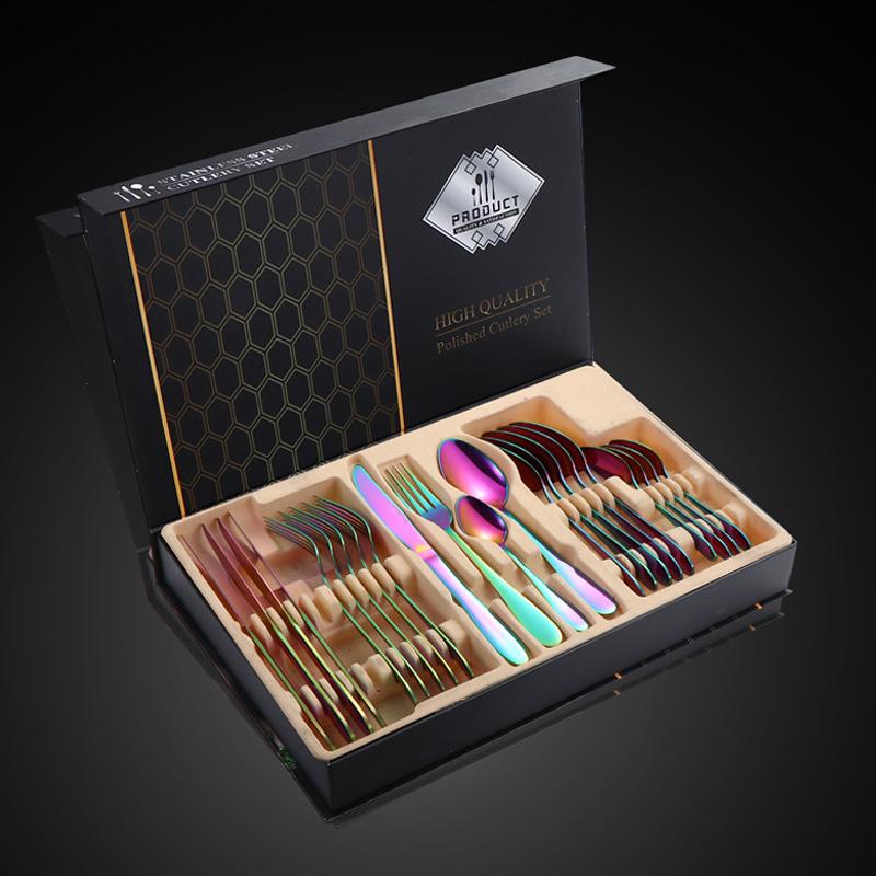 Cross Stainless Steel Tableware Gift Box Set Jieyang Tableware Western Food Steak Knife, Fork and Spoon 24-piece Gift Box