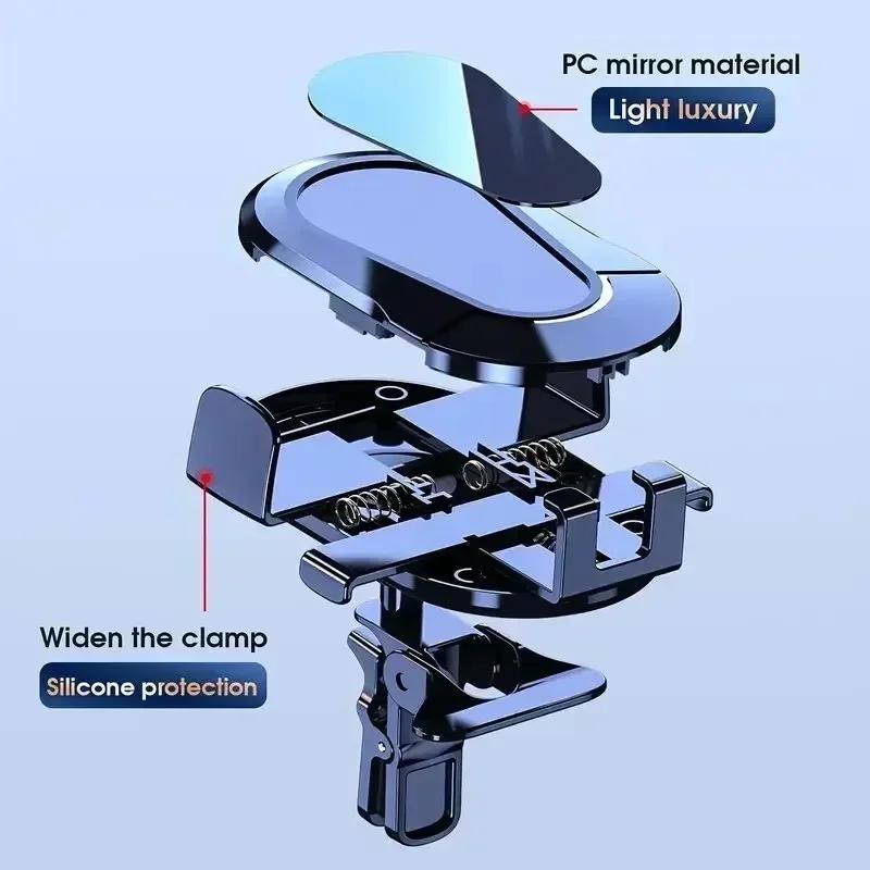 Car Phone Holder – Air Vent Gravity Mount with Auto Lock for Smartphone, GPS, iPhone, Xiaomi, Samsung (In-Car Mobile Stand Clip)