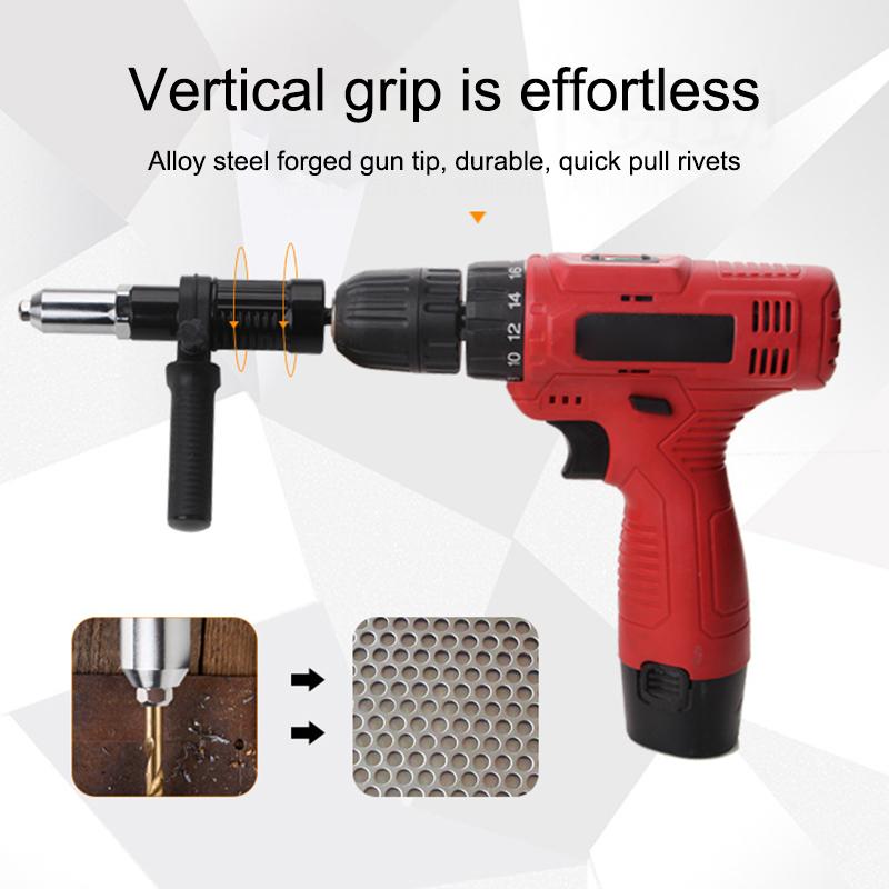High-Powered Rivet Machine Tool Kit with Electric Rivet Gun Adapter 2.4mm to 4.8mm