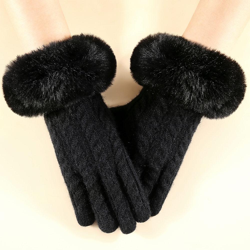 Windproof Knitted Gloves Warm Outdoor Sports Gloves Fashion Cycling Gloves  for Women