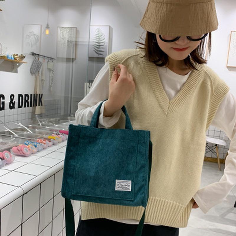 Women Corduroy Zipper Shoulder Bag Small Cotton Canvas Handbag Casual Tote Crossbody Bag Vintage Messenger Bags CLE
