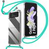 Чехол - BOOLING - для Samsung Galaxy Z Flip 4 - Ударопрочный силикон - Прозрачный - Бирюзовый шнурок