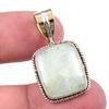 Natural Aquamarine Gemstone 925 Solid Sterling Silver TwoTone Pendant 1.25" q2Q18