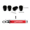 For Mitsubishi Lancer Outlander Pajero L200 Ralliart Aluminum Metal Car Tire Valve Cover Car Badge Nylon Keychain Accessories