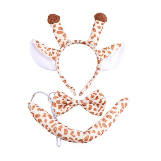 Костюм животного с ушками, повязкой на голову, хвостом, галстуком-бабочкой, набор для малышей и детей, регулируемый плюшевый костюм животного для Хэллоуина, косплей-представление