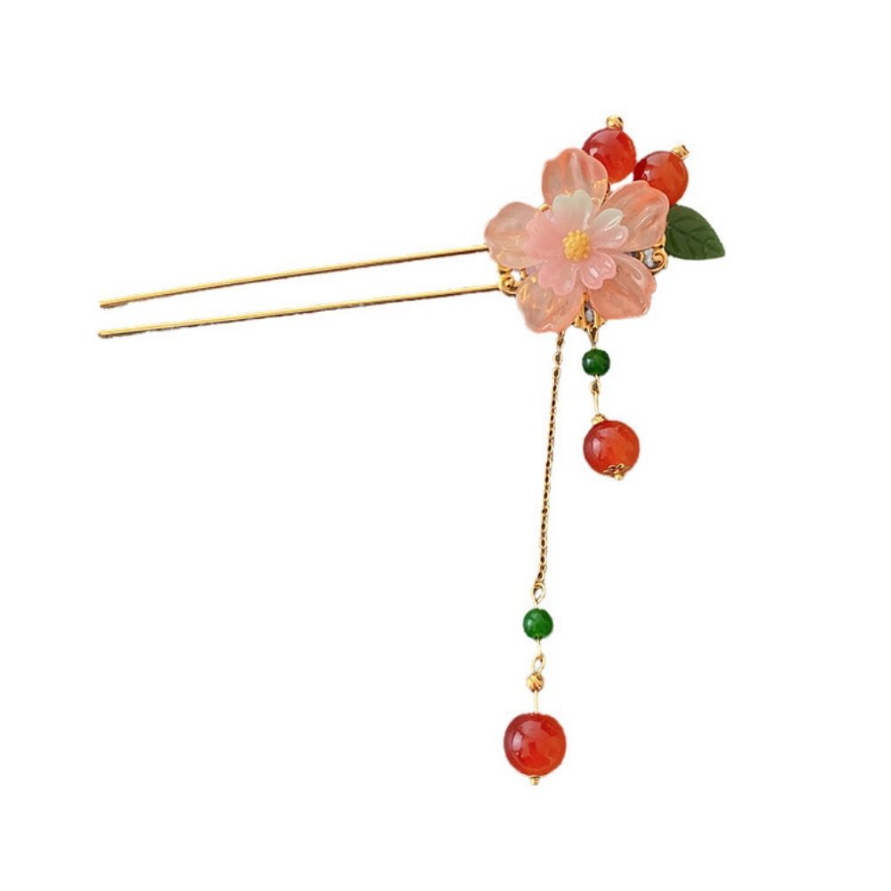 Chinese Style Flower Hair Stick Handmade Hanfu Hair Bun Elegant Butterfly Hairpin  for Hanfu Party