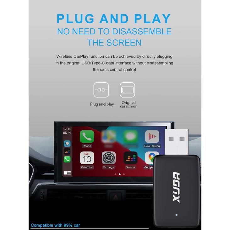 XUDA NEW Wireless Carplay Adapter Android Auto 2in1 smart Mini Box WIFI BT Auto Connect For Toyota Volvo Benz MG Kia MAZDA FORD