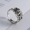 S Nordic Shield Cross Ring for Boys European and American Punk Rock Wide Pasta Ring