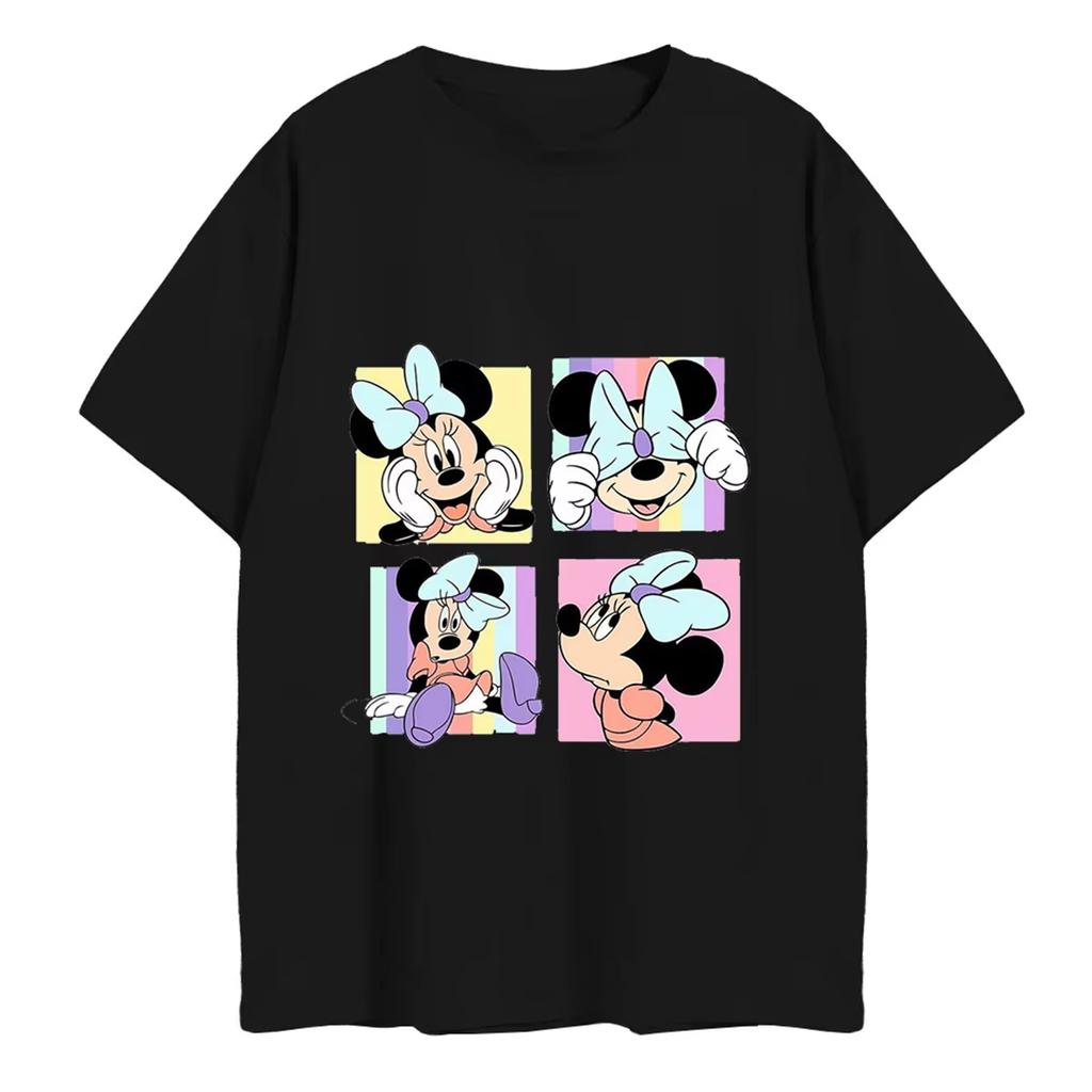 Disney Mickey Cartoon Print Short Sleeve Casual T-Shirt For Men Adult Children's Parent-Child Clothing 100-4XL Men Clothing Tees