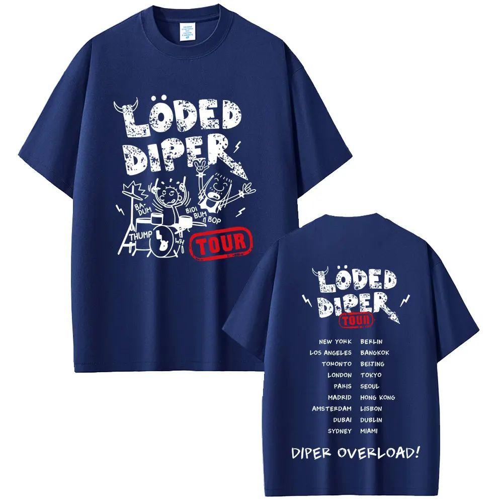 Vintage Rock Harajuku T Shirt Loded Diper Diper Overload Tour Tshirt Oversized Short Sleeve Casual Cotton Print T Shirts Unisex