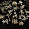 Christmas Ornaments Plastic Glitter Gold Snowflake/Reindeer/Angel Hanging Ornaments for Xmas Tree Winter Decoration