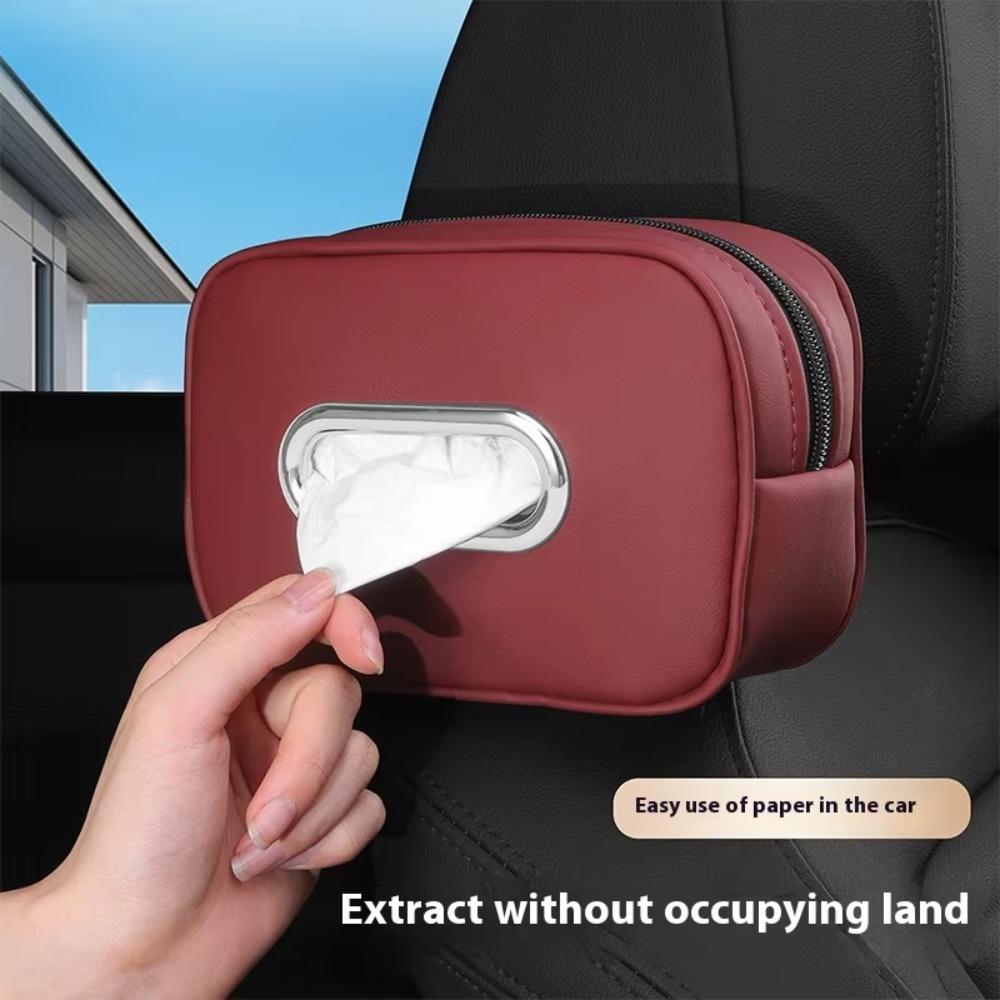 Zipper Car Tissue Box Multifunctional Car Seat Back Organizer Backseat Tissue Case Armrest