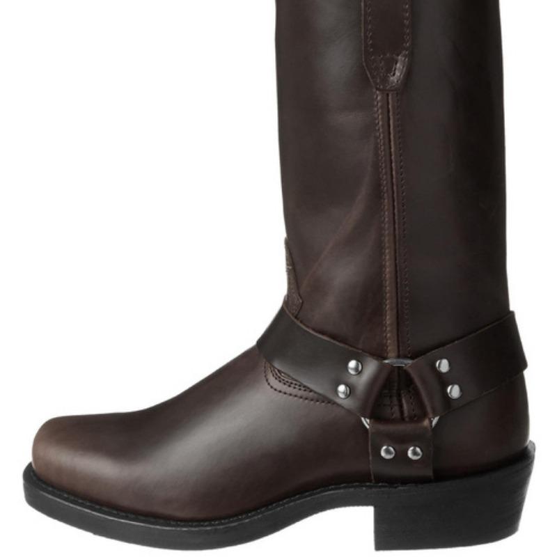 Men's Retro Cowboy Faux Leather Boots British Style Buckle Mid Calf Boots Square Toe Knight Boots Mid Heels Ankle Boots Outdoor Riding Boots