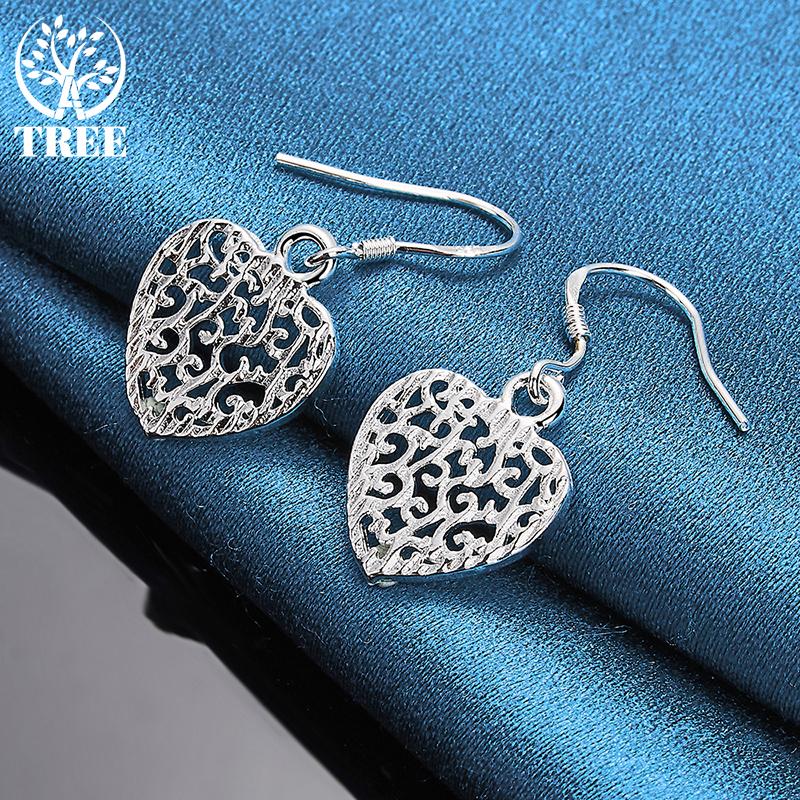 Ювелирные изделия из стерлингового серебра 925 пробы с полым узором в форме сердца