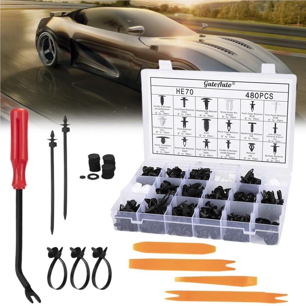 1000/500/200/100 шт. Набор автомобильных зажимов с коробкой, смешанный, для кузова автомобиля, нажимной фиксатор, заклепка, бампер, дверная обшивка, панель, зажим для крепления