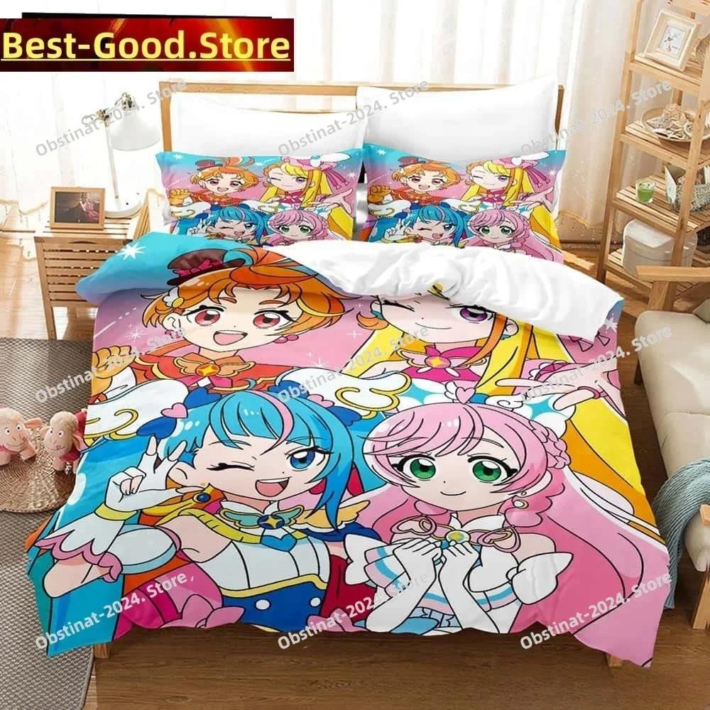 3D Kawaii Аниме Хирогару Скай! Постельное белье с принтом Pretty Cure Пододеяльник Наволочка Комплект постельного белья Простыня из льна Чехол на одеяло Размер Full