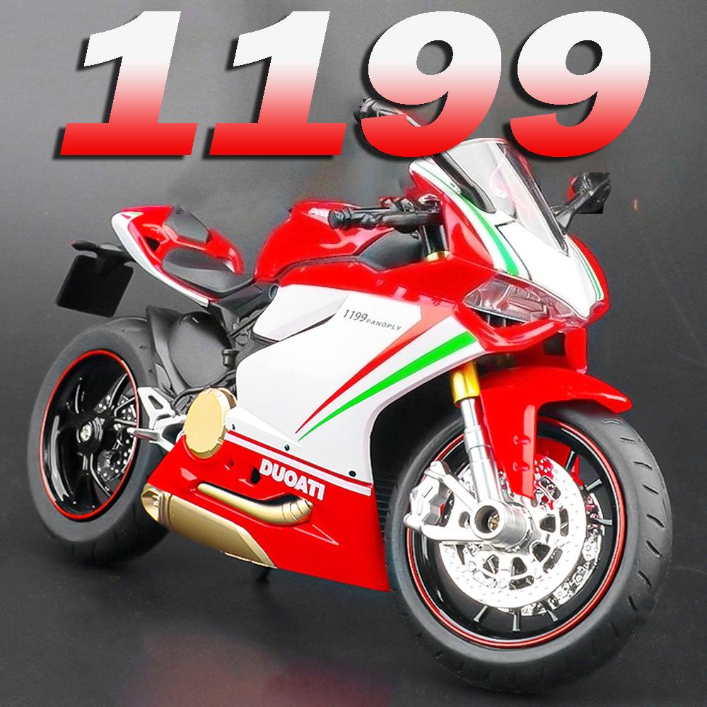 1:Модель мотоцикла 1199 V4S Масштаб 1:12 Игрушки Литой сплав Звук Свет Амортизация Резиновые шины Модели мотоциклов Для детей Взрослых