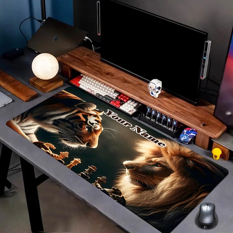 1PC Custom Name "Chess Power: Tiger vs Lion" Mouse pad, keyboard and mouse desk pad, for computer notebook Birthday Gift For Any Room Or Office