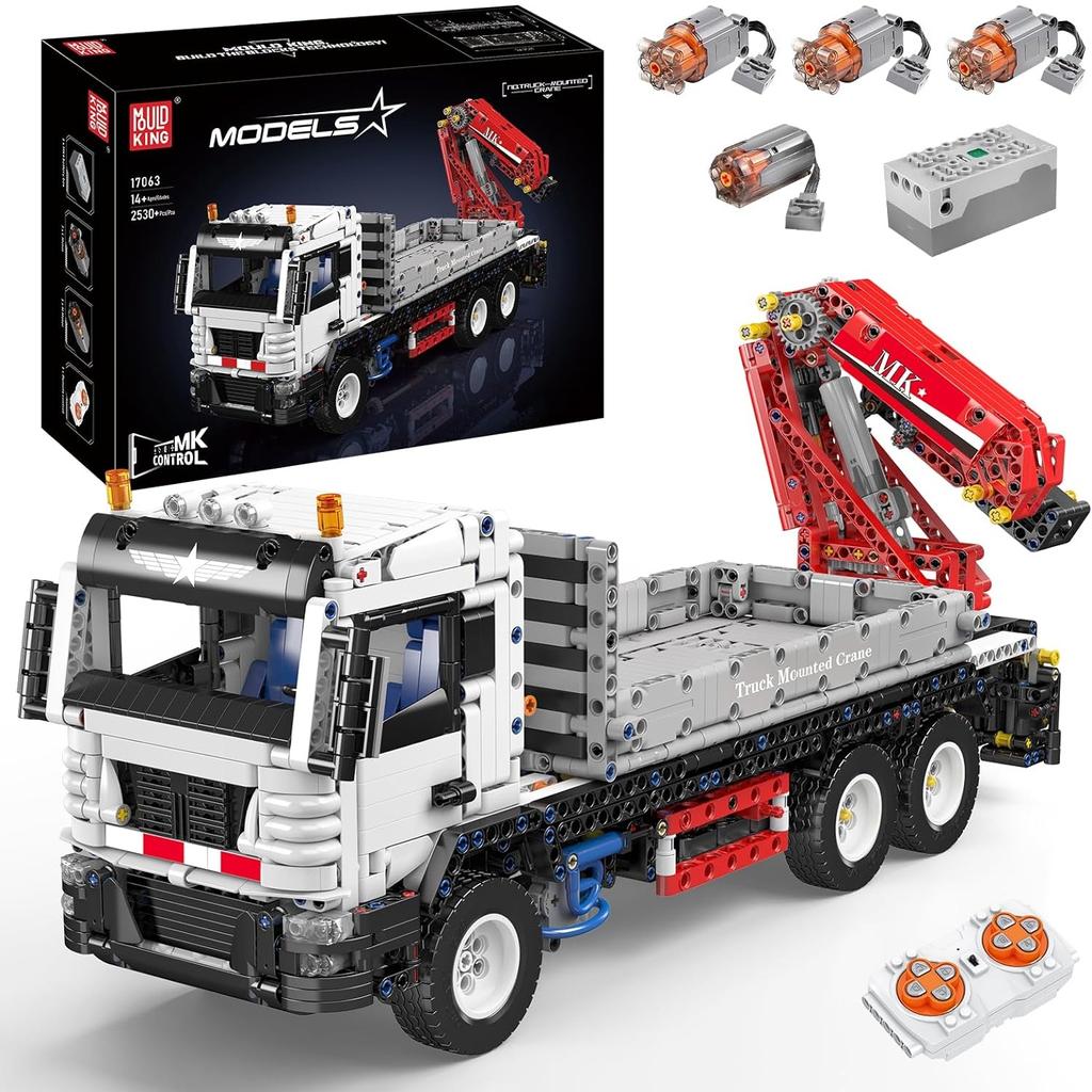 MOULD KING 17063 Technical Car Building Block Remote Control Truck Mounted-Crane Model Assembly Brick Toys Kids Christmas Gift