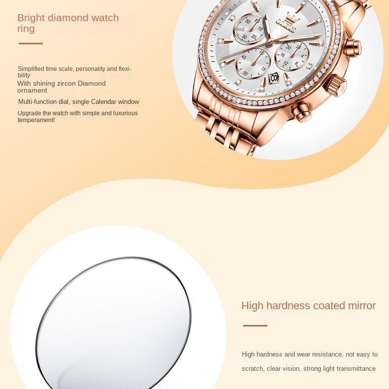 OLEVS Часы Многофункциональный хронограф Кварцевые часы Женские часы Женские часы