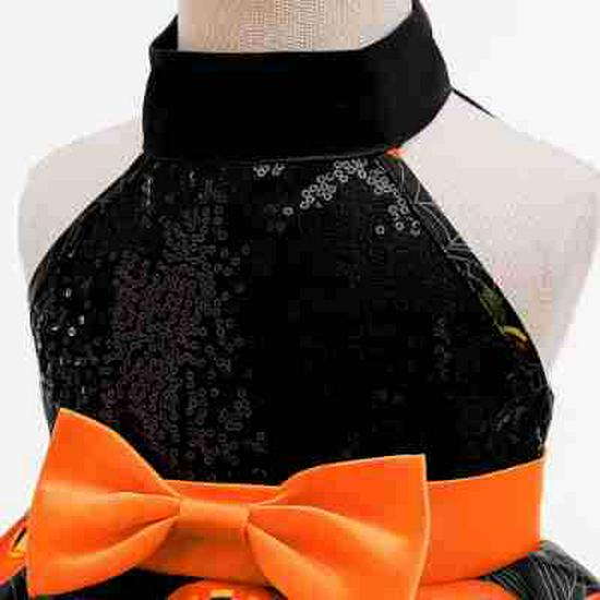Halloween Kids' Formal Costume - Girls' Witch & Pumpkin Print Party Dress