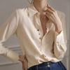 2023 Satin Silk Women Colorful Button Up Shirt Elegant Spring Casual Ladies White Shirt Tops Chic Vintage Women Blouse 18834