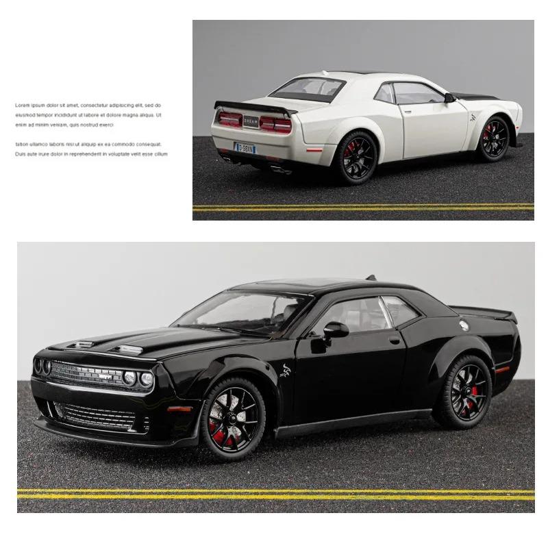 1/24 Dodge Challenger Hellcat Redeye SRT Alloy Sports Car Model Scale Car Diecast Metal Vehicle Sound and Light Childrens Toy Gifts
