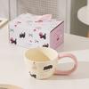 Милая кошачья керамическая кружка, креативная ручная кофейная чашка для воды для девочек, на день рождения, подарок, офисная чашка для завтрака