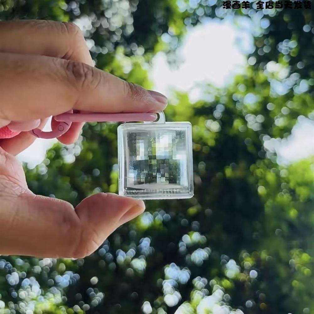 Pixel Art Mosaics Keychains Transparent Mosaic Lens Keyring  Travel Memories