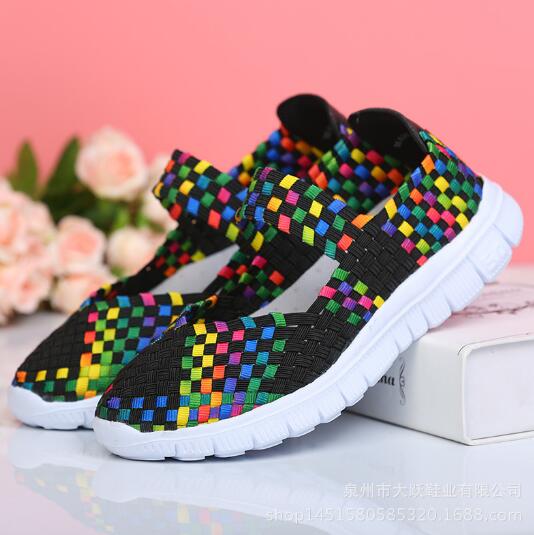 Fashion Summer Women Shoes Lady Hand Made Flats Sneakers Breathable Lightweight Flat Shoes Manual Woven Shallow Women Casual Shoes D114