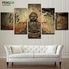 Современные картины Винтажное украшение дома Буддизм Картины на холсте Постеры 5 панелей Будда Искусство HD Печать Настенное искусство PENGDA