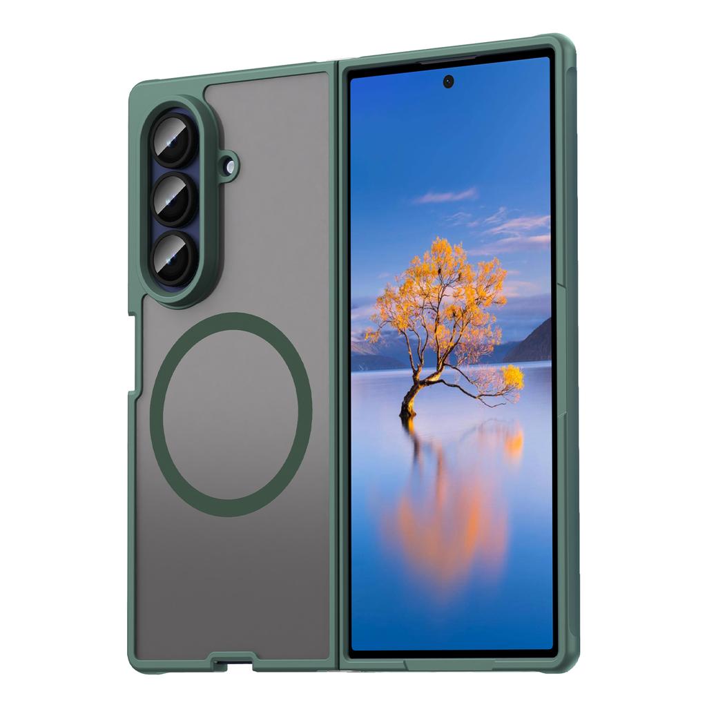 Роскошный Матовый Бронированный Чехол для Magsafe для Samsung Galaxy Z Fold 7 Fold7 Жесткий Гибридный Бронированный PC Задняя Крышка с Магнитной Беспроводной Зарядкой