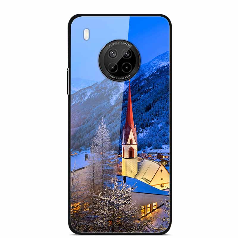 For Huawei Y9A Cases Y8P Y7P Y5P P40 Lite Tempered Glass Hard Back Covers For Huawei P Smart 2021 2020 Cases Bumper Painted Capa