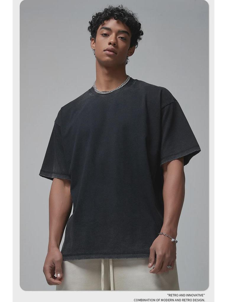 Мужская ретро-футболка ARTIE | Коллекция весна/лето 2024: 275 г Мытый, обжаренный, цветной, со старым краем