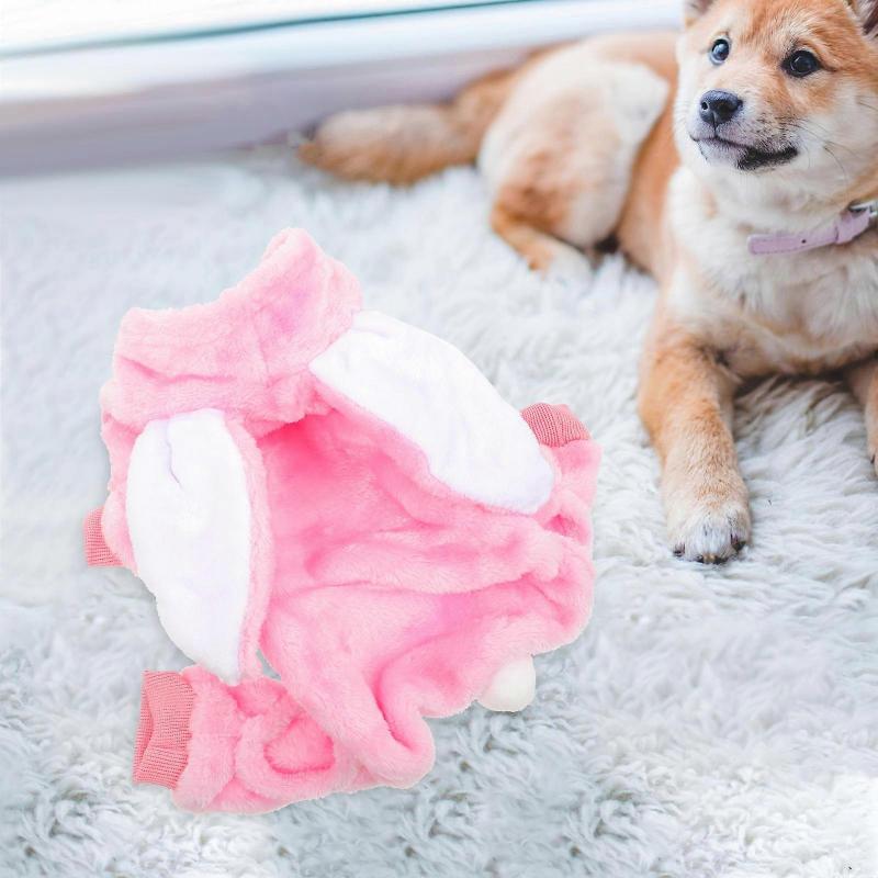 Pet Clothes Coral Fleece Warm Rabbit Ear Costume for Small Dogs 3Pcs