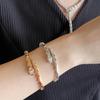 18k Rose Gold Snake Jewelry Bracelet with Diamond-Set Head and Tail