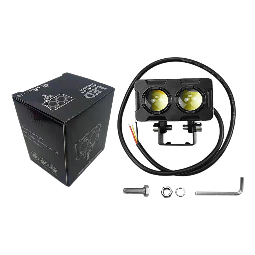 1 шт. 60 Вт светодиодный прожектор для мотоцикла с линзами, двойные линзы, прожектор для мотоциклов, вспомогательная противотуманная фара, двухцветный белый желтый свет