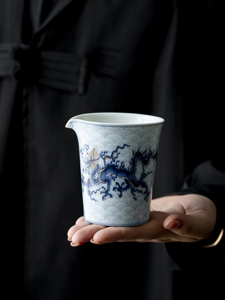 200 мл Белый фарфоровый металлический инкрустированный синий и белый дракон чайная чашка Fair Cup High End чайный сервиз аксессуары диспенсер для чая Chahai