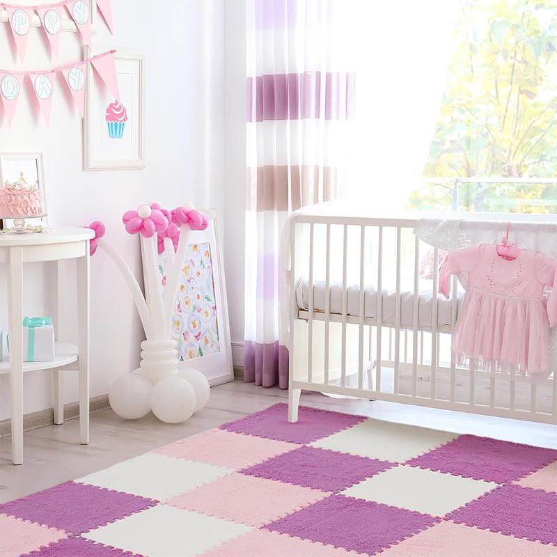 10 ШТ. Мягкий Плюшевый Игровой Коврик для Активностей Многоразовый ЕВА-Пена Пазл Ковер Детская Комната Сохраняет Тепло Нескользящий Напольный Коврик Моющийся 30*30*1СМ