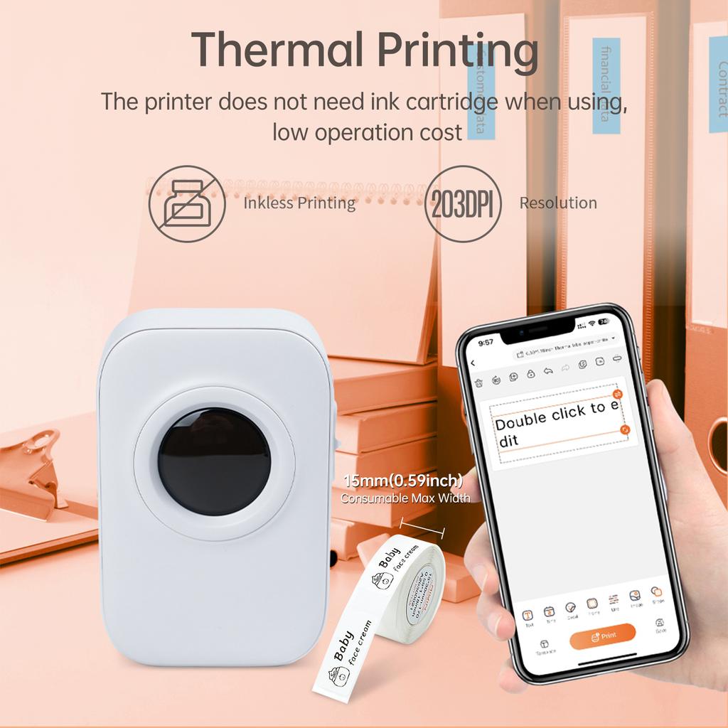 D30 PRO Принтер для этикеток Карманный смартфон Устройство для создания этикеток BT Беспроводная термопечать Поддержка 203DPI