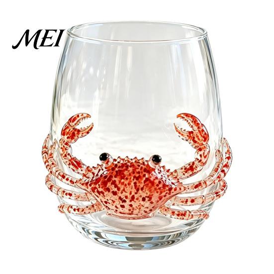 Handblown Borosilicate Glassware Octopus Glass Tumbler, 350ml Stemless Wine Glass, Whale Dolphin Turtle Gifts for Ocean Lovers Sea Creature