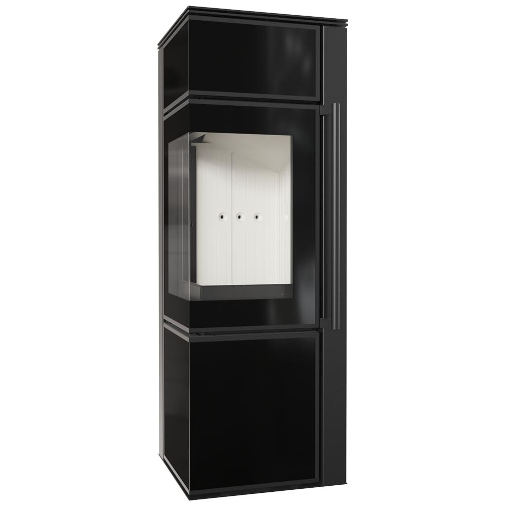 Wood burning steel stove KRATKI TORA/S 8 kW Ø 150 black glass panel self closing door