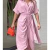 Stylish Summer Girl Dress With Shirt Collar In Polyester For Casual Wear