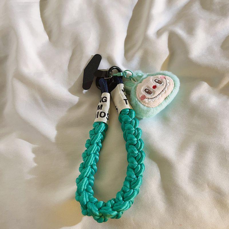 Girl Cute White Rag Cloth Head Pendant Mobile Phone Case Lanyard Wrist Strap Fried Dough Twists Rope Car Key Chain Universal